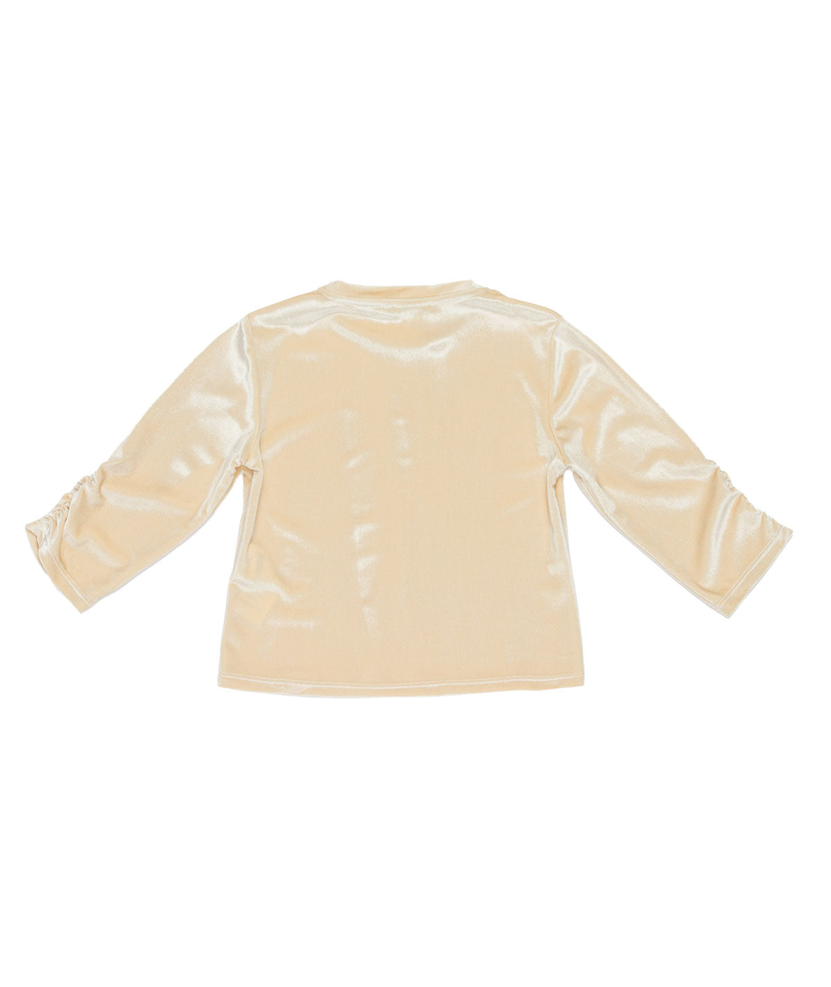Velvet Long-Sleeve Top with Ruched Sleeves Pink / 8Y