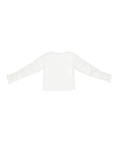 Long-Sleeve Top with Ruched Sleeves Black / 8Y