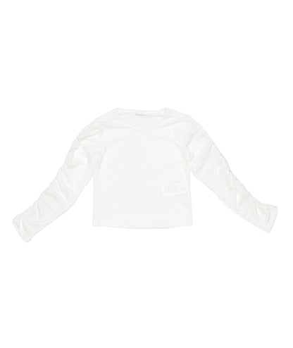 Long-Sleeve Top with Ruched Sleeves Black / 8Y