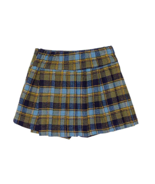 Plaid Pleated Skort with Side Buckle Detail Brown / 8Y