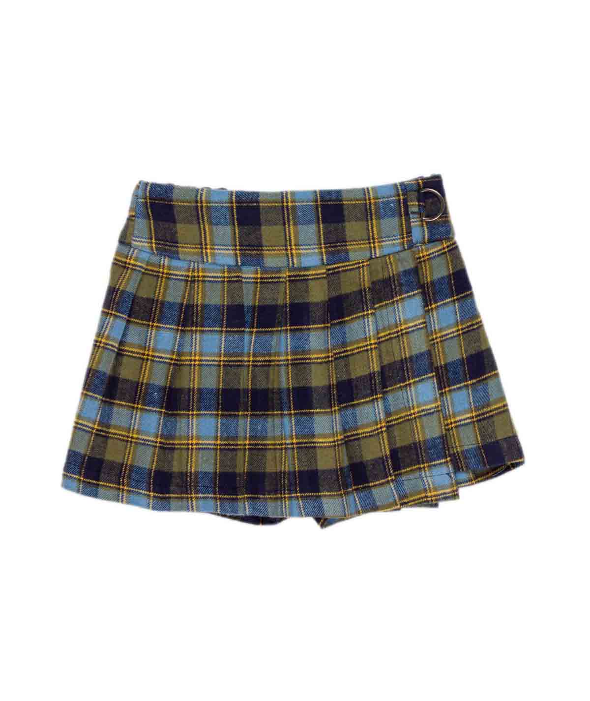 Plaid Pleated Skort with Side Buckle Detail Brown / 8Y
