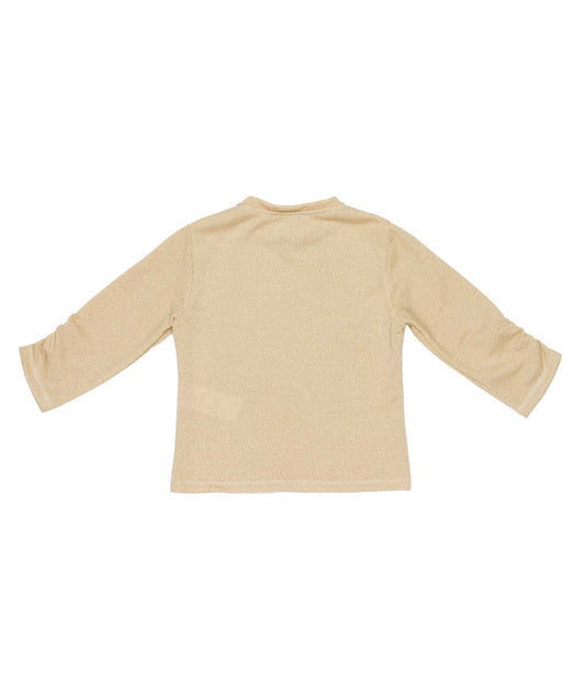 Shimmer Long-Sleeve Top with Ruched Sleeves Black / 8Y