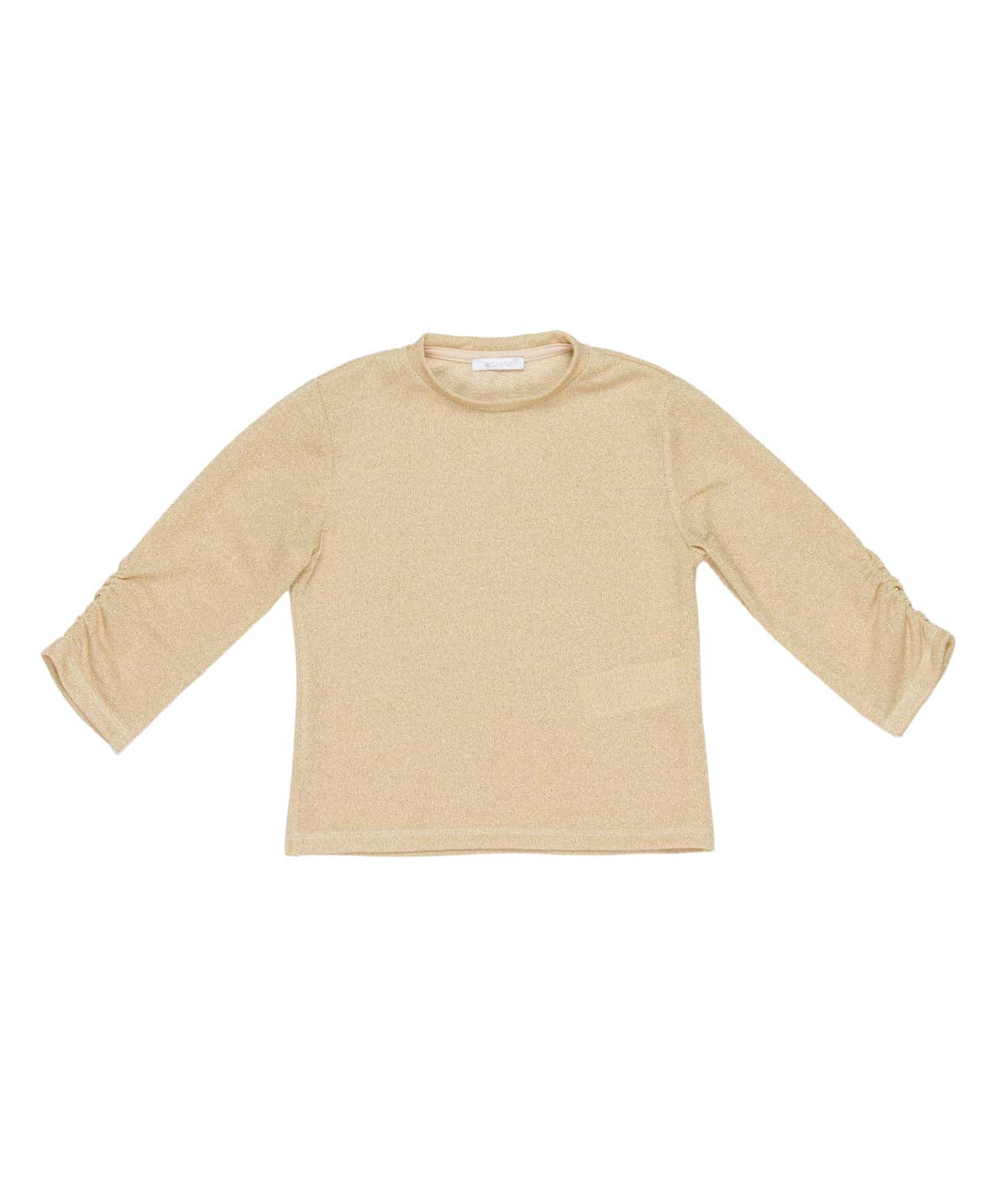 Shimmer Long-Sleeve Top with Ruched Sleeves Black / 8Y