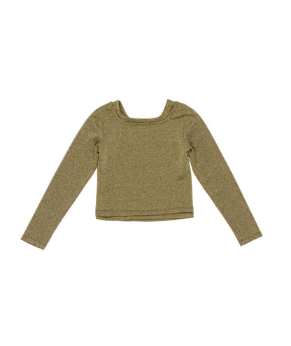 Shimmer Long-Sleeve Top with Square Neckline Green / 8Y