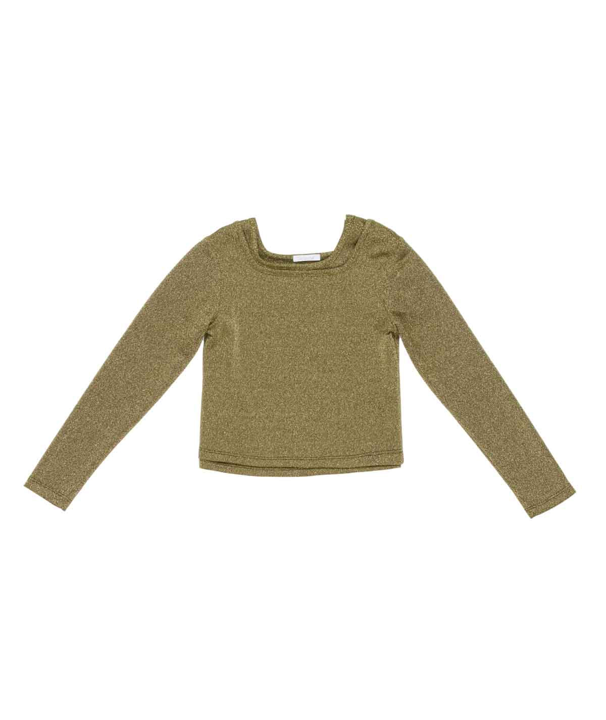 Shimmer Long-Sleeve Top with Square Neckline Green / 8Y