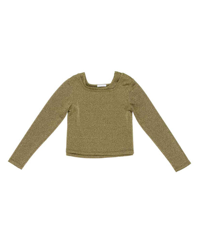 Shimmer Long-Sleeve Top with Square Neckline Green / 8Y