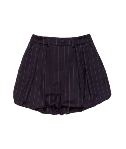 Pinstripe Balloon Shorts with Pleated Detail Blue / 8Y