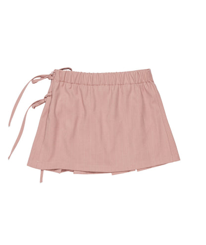 Pleated Mini Skirt with Side Bow Ties Pink / 8Y