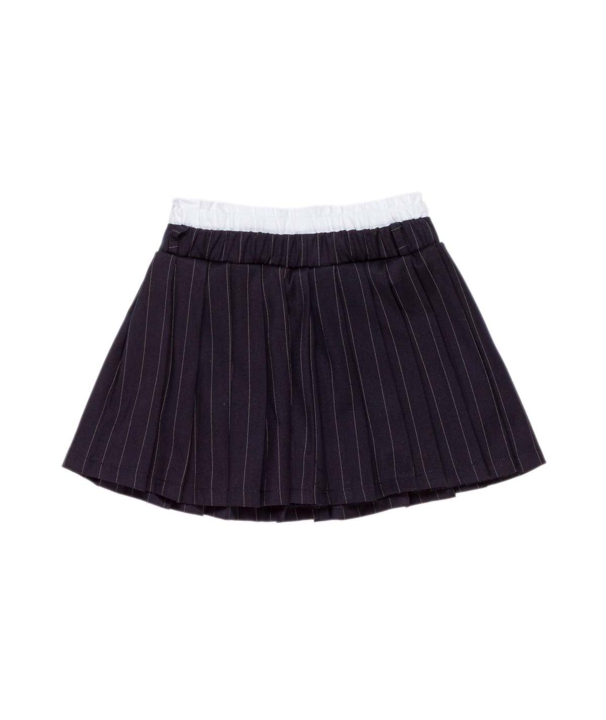 Pinstripe Pleated Skirt with Contrast Waistband Blue / 8Y