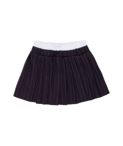 Pinstripe Pleated Skirt with Contrast Waistband Blue / 8Y