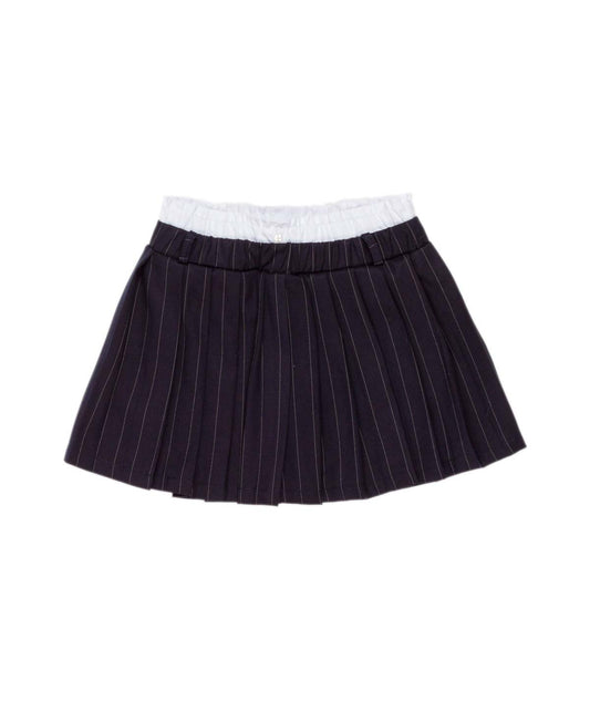 Pinstripe Pleated Skirt with Contrast Waistband Blue / 8Y