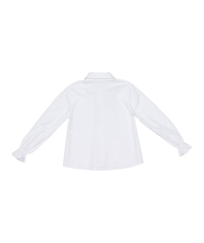 Classic Button-Up Shirt with Embellished Collar White / 8Y