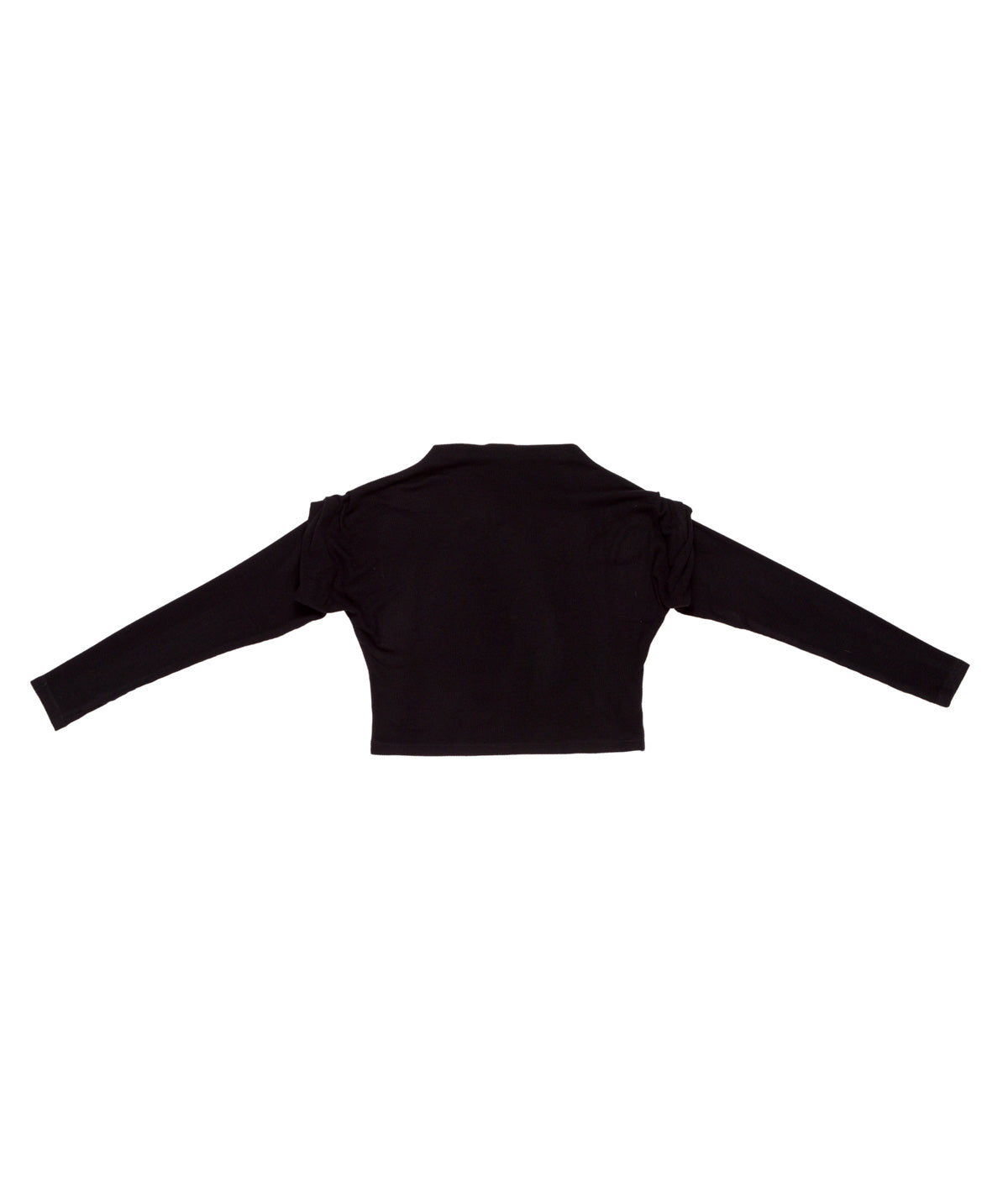 Long-Sleeve Cropped Top with Ruched Shoulders Black / 8Y