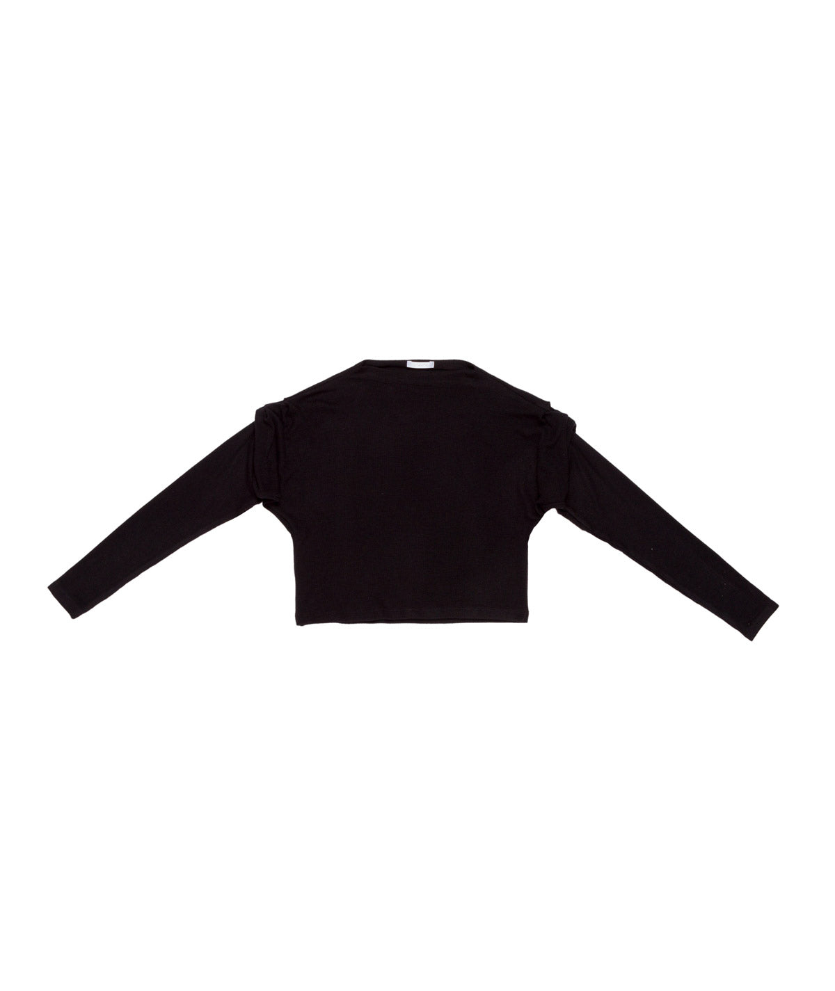 Long-Sleeve Cropped Top with Ruched Shoulders Black / 8Y