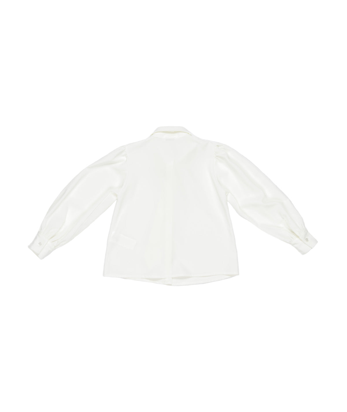 Button-Up Blouse with Tie Neck and Puff Sleeves White / 8Y