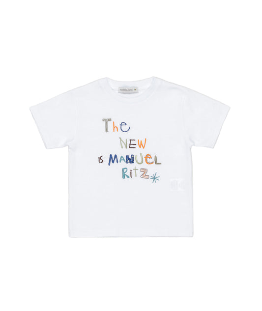 Boy Short Sleeve T-Shirt with Embroidered Print White / 8Y