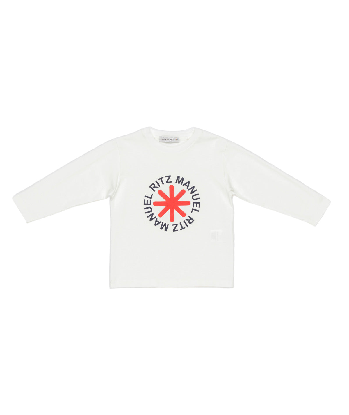 Boy White Long-Sleeve T-Shirt with Logo Print Milk-Red / 8Y