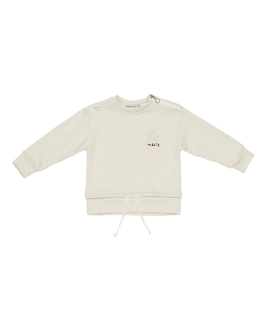 Boy Sweatshirt with Shoulder Zip Cream / 8Y