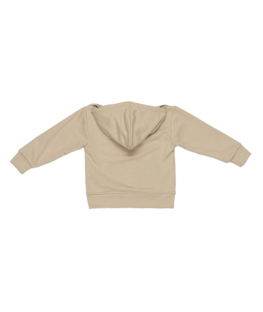 Boy Zip-Up Hooded Sweatshirt with Logo Embroidery Camel / 8Y