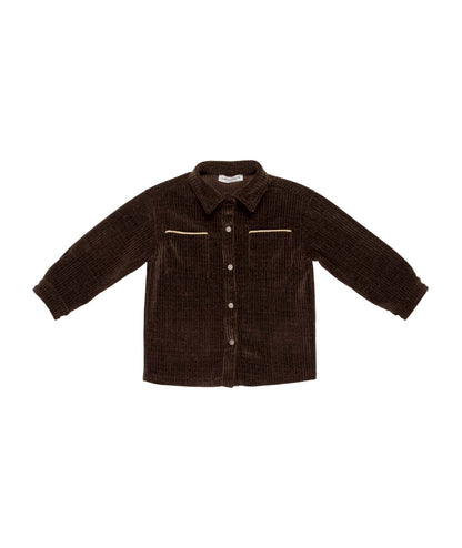 Boy Corduroy Button-Up Shirt with Contrast Detail
