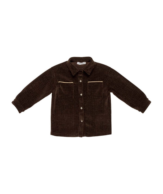 Boy Corduroy Button-Up Shirt with Contrast Detail