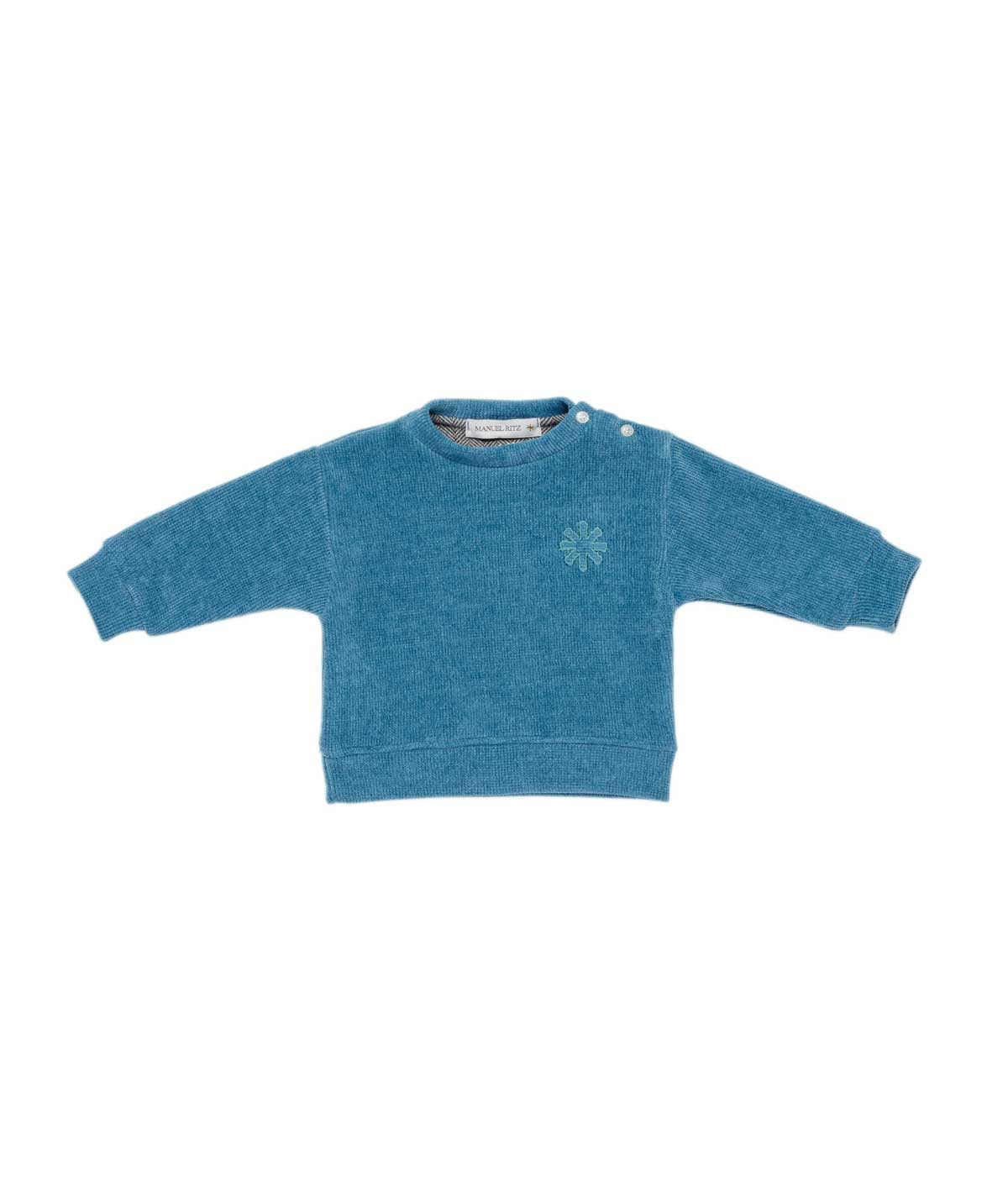 Boy Crewneck Sweatshirt with Shoulder Buttons and Logo Octane / 3Y