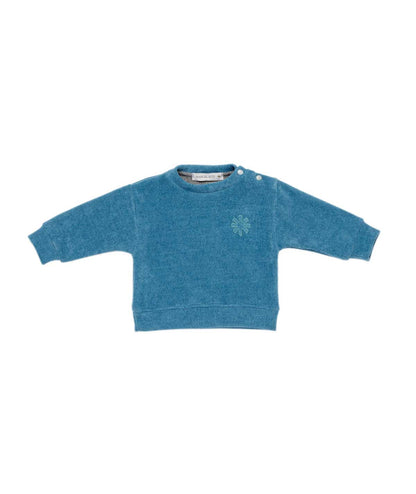 Boy Crewneck Sweatshirt with Shoulder Buttons and Logo Octane / 3Y