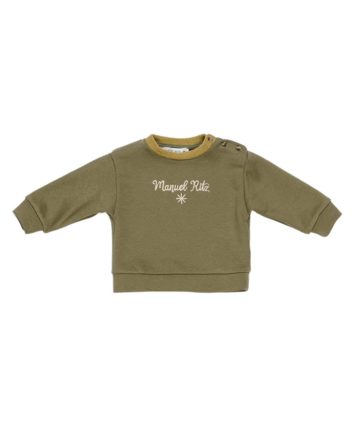 Baby Boy Logo Sweatshirt with Shoulder Buttons Military Green / 9M