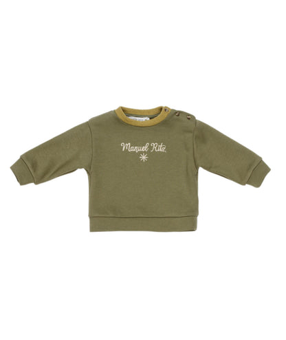 Baby Boy Logo Sweatshirt with Shoulder Buttons Military Green / 9M