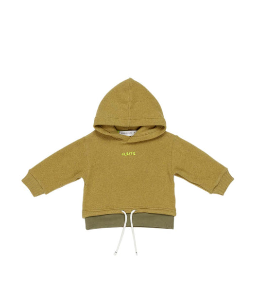 Baby Boy Hooded Sweatshirt with Logo and Drawstring Hem Oil / 9M