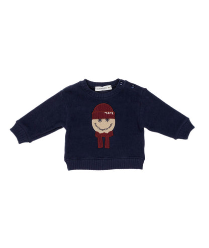 Baby Boy Sweatshirt with Character Patch and Logo Blue / 9M