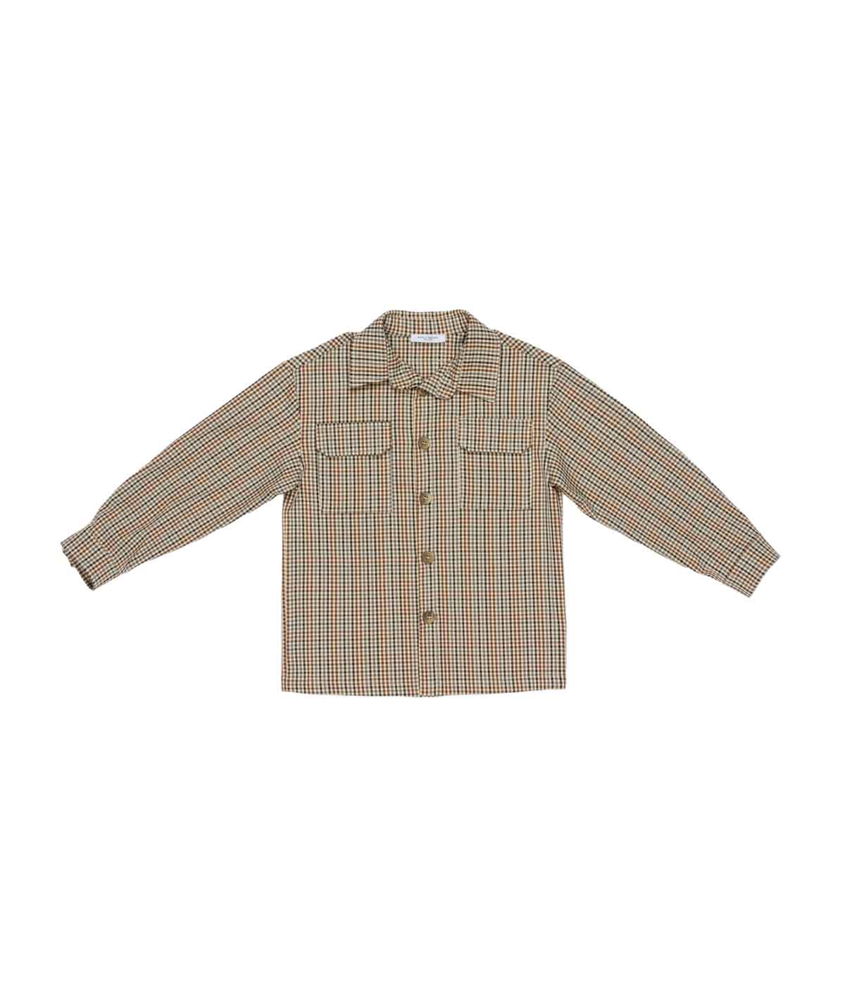 Boy Checked Shirt with Long Sleeves Camel / 8Y