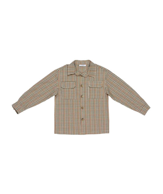 Boy Checked Shirt with Long Sleeves Camel / 8Y
