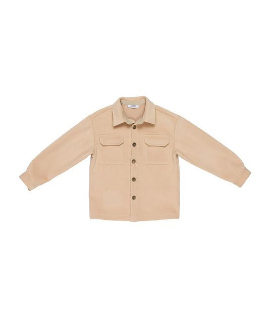 Boy Long-Sleeve Shirt with Back Label Detai Beige / 8Y