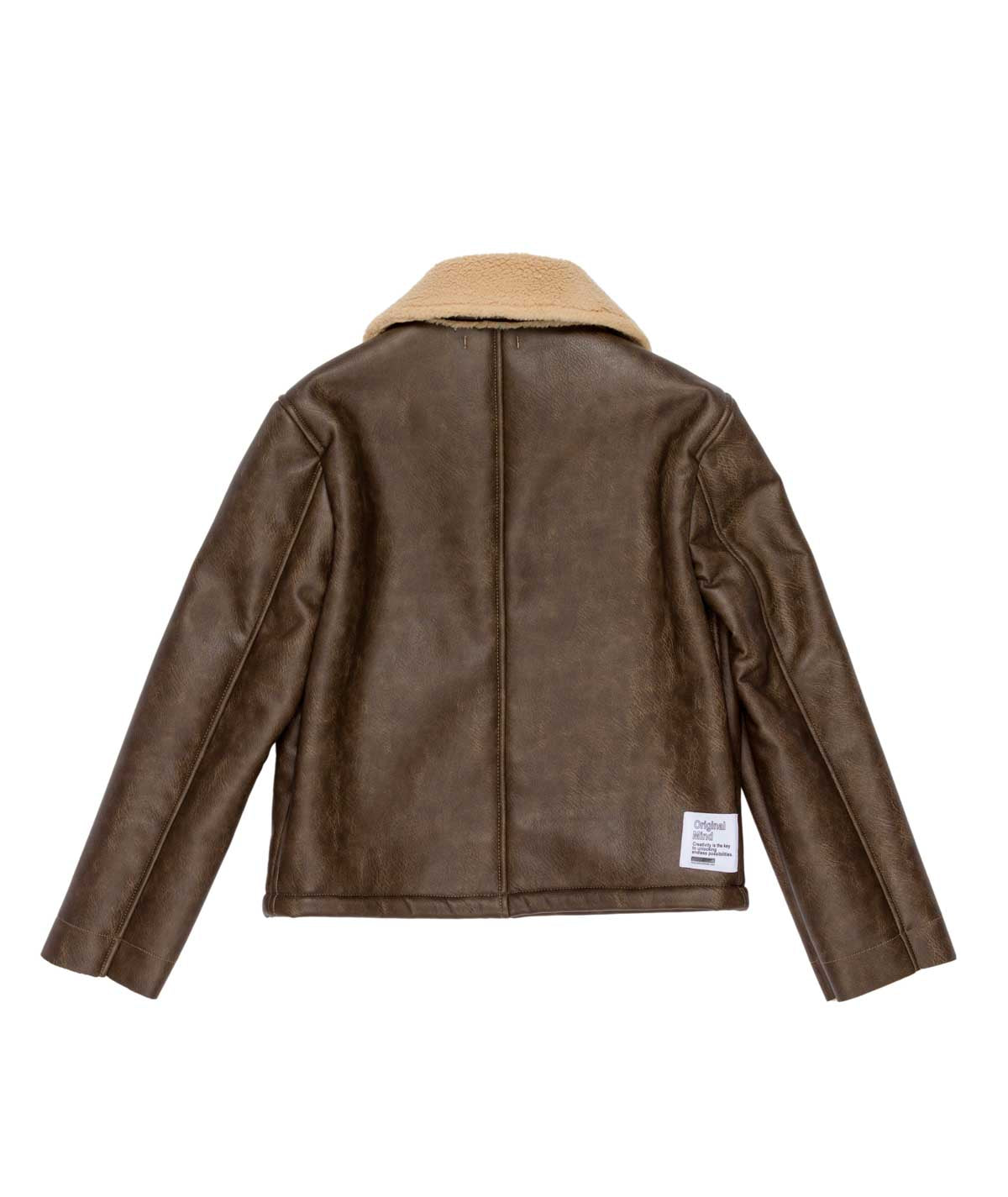 Boy Faux Leather Jacket with Shearling Collar Brown / 8Y
