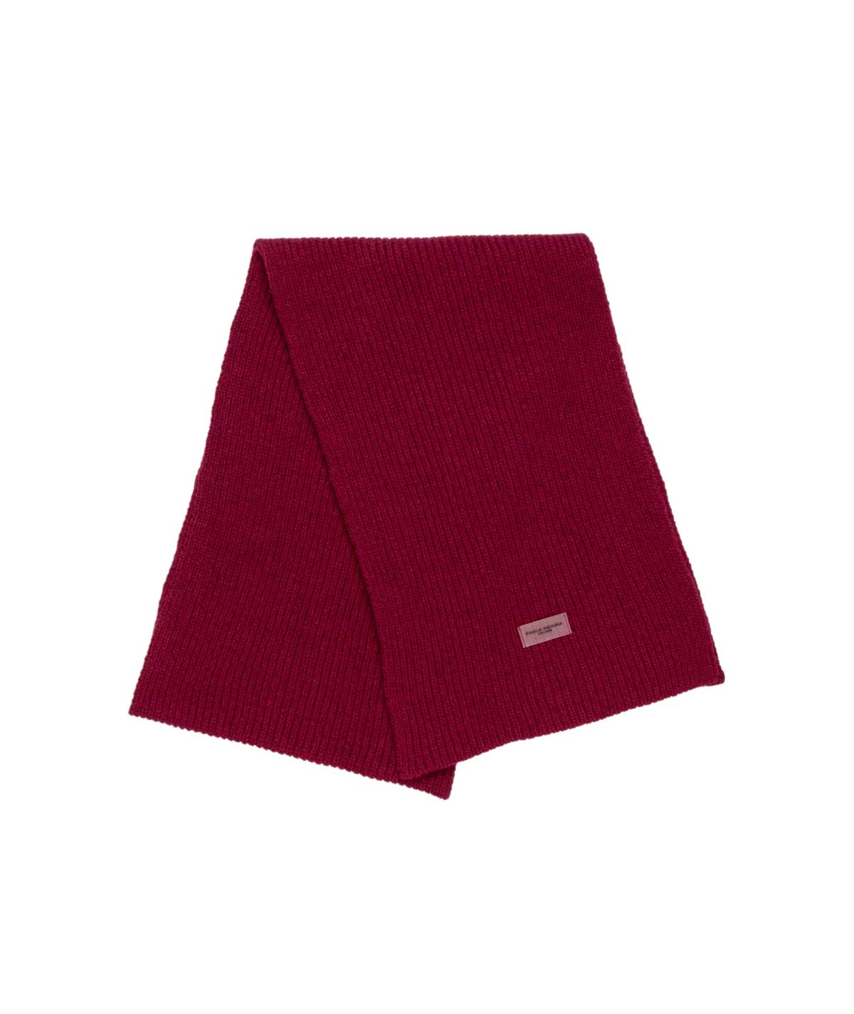 Boy Ribbed Knit Scarf with Logo Patch Red / 8Y