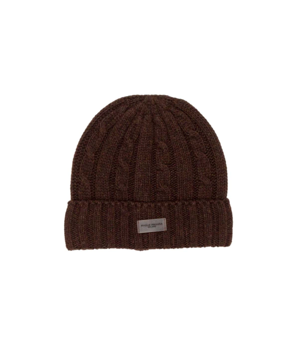 Boy Cable Knit Beanie with Logo Patch Brown / 8Y