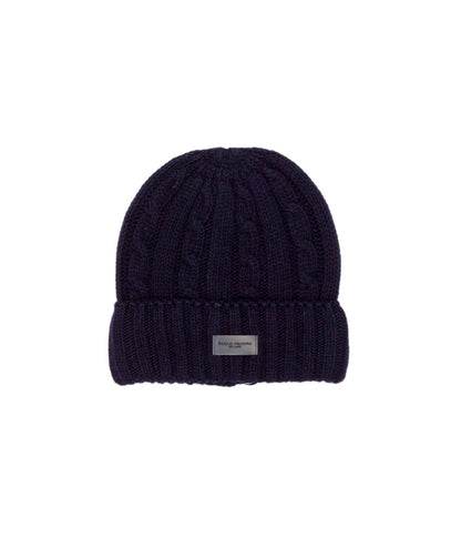 Boy Cable Knit Beanie with Logo Patch Brown / 8Y