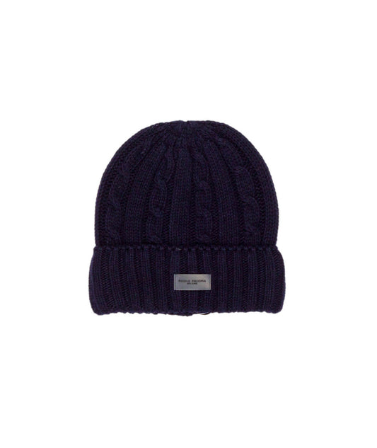 Boy Cable Knit Beanie with Logo Patch Brown / 8Y