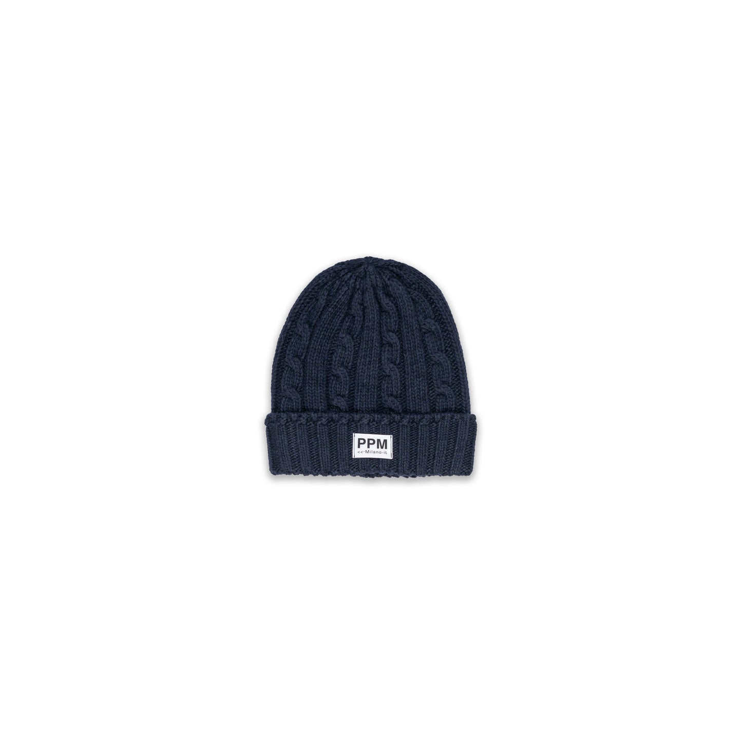 Boy Cable Knit Beanie with Logo Patch Brown / 8Y