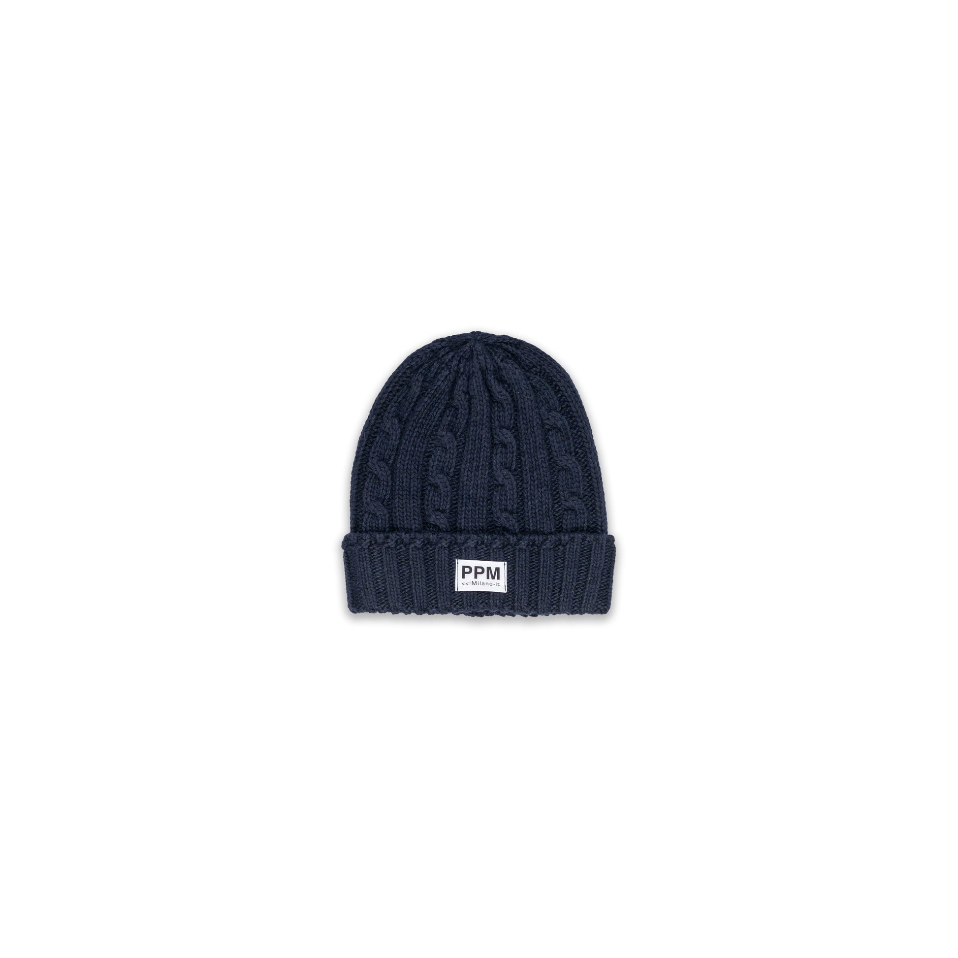 Boy Cable Knit Beanie with Logo Patch Brown / 8Y