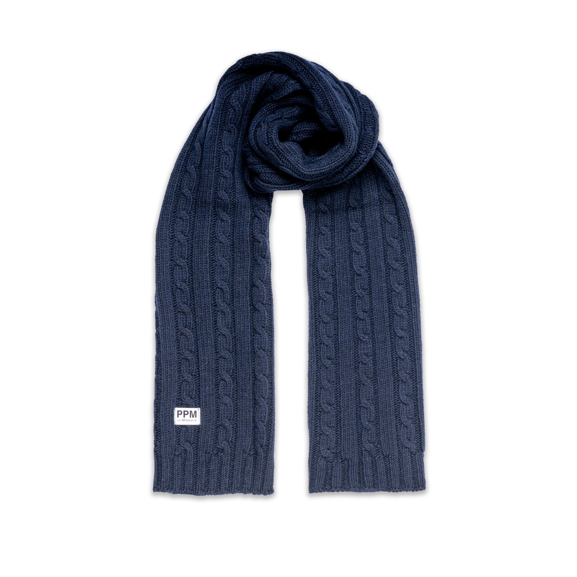 Boy Cable Knit Scarf with Logo Patch Brown / 10Y