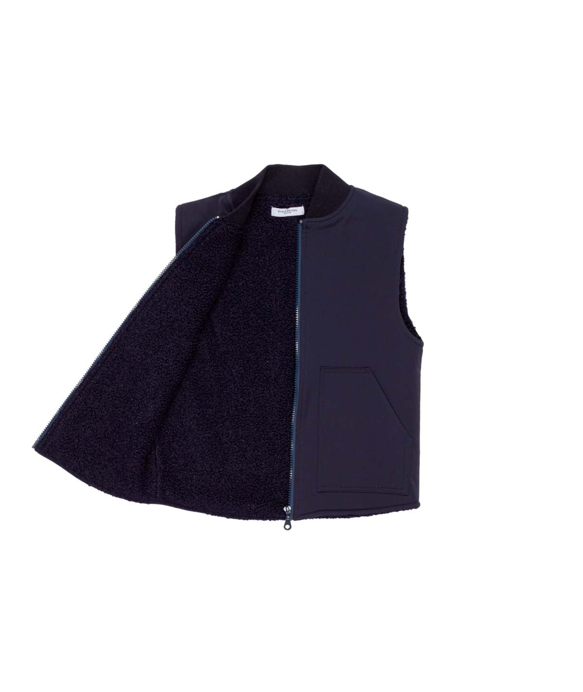 Boy Sleeveless Zip Vest with Patch Pockets Blue / 8Y