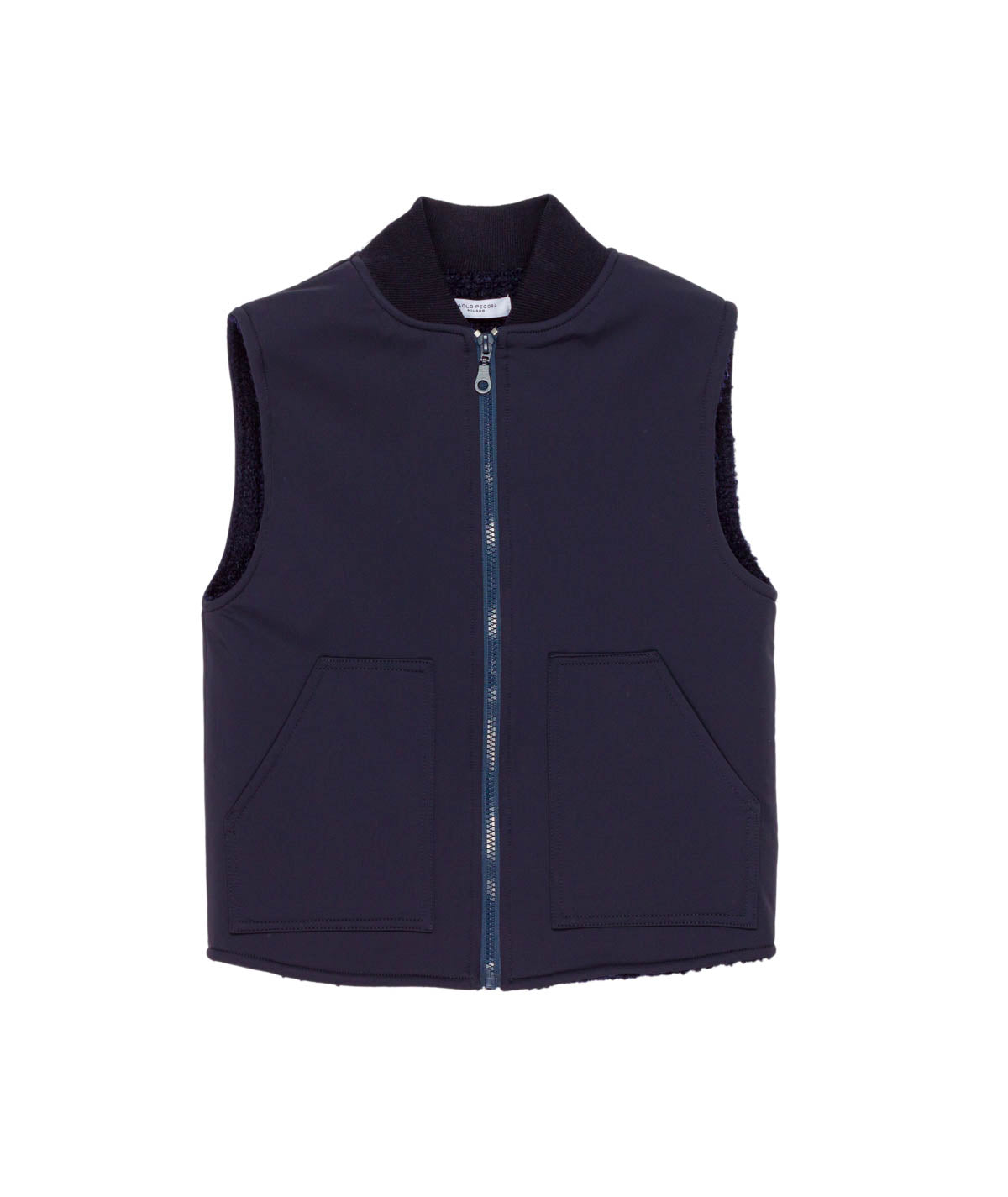 Boy Sleeveless Zip Vest with Patch Pockets Blue / 8Y