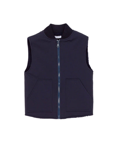 Boy Sleeveless Zip Vest with Patch Pockets Blue / 8Y