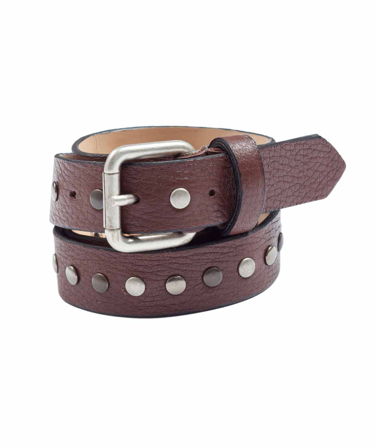 Boy Leather Belt with Studded Detailing Camel / 8Y